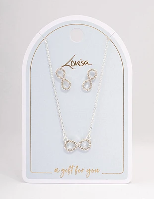 Silver Diamante Infinity Jewellery Set