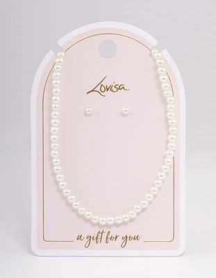 Silver Basic Pearl Strand Jewellery Set