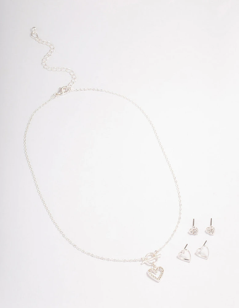 Silver T&O Heart Jewellery Set