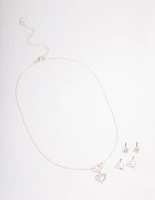 Silver T&O Heart Jewellery Set