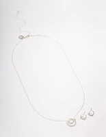 Silver Double Open Circle Jewellery Set