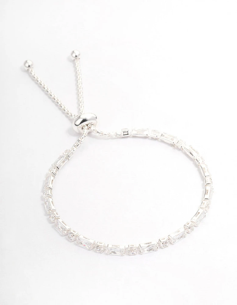 Silver Baguette Stone Toggle Tennis Bracelet