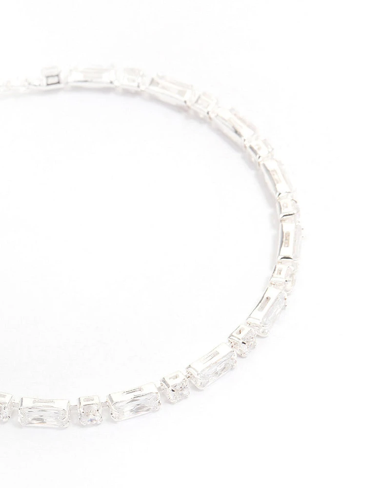 Silver Baguette Stone Toggle Tennis Bracelet