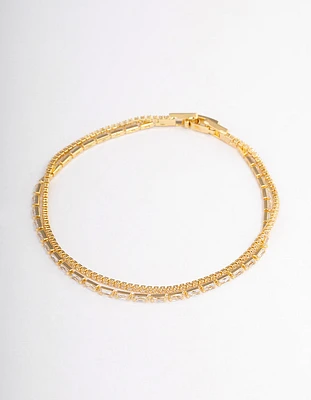 Gold Plated Dainty Baguette Cupchain Bracelet