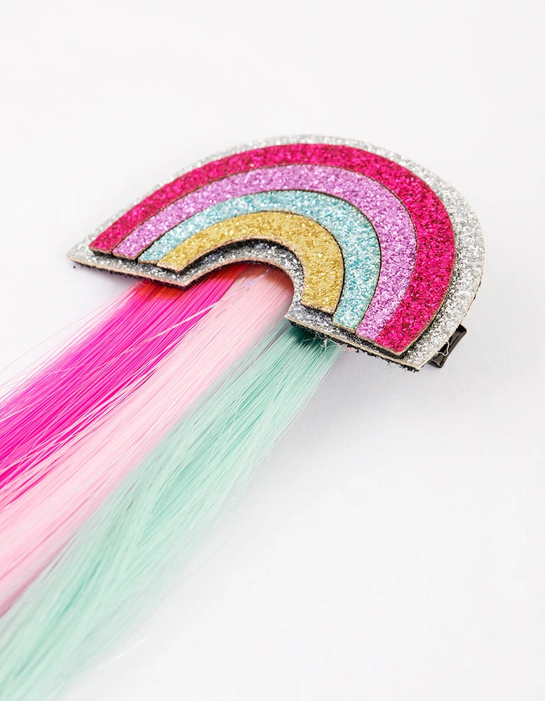 Kids Mixed Metal Faux Hair Rainbow Clip