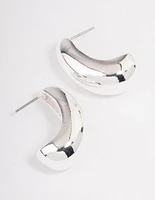 Silver Plated Small Bold Wide Hoop Earrings