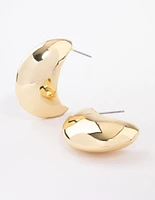 Gold Plated Point Bold Wide Huggie Earrings