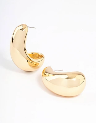 Gold Plated Bold Wide Hoop Earrings
