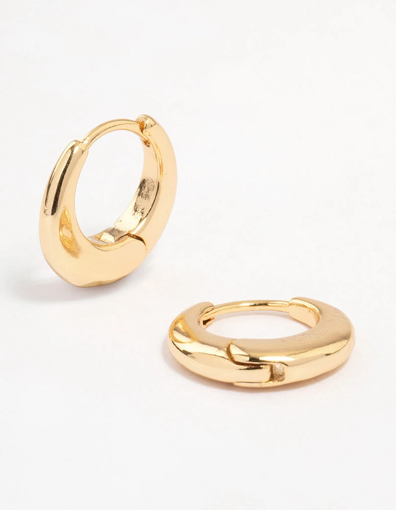 Gold Plated Mini Classic Graduated Huggie Earrings