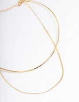 Gold Plated Snake & Collar Layered Necklace