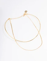 Gold Plated Snake & Collar Layered Necklace