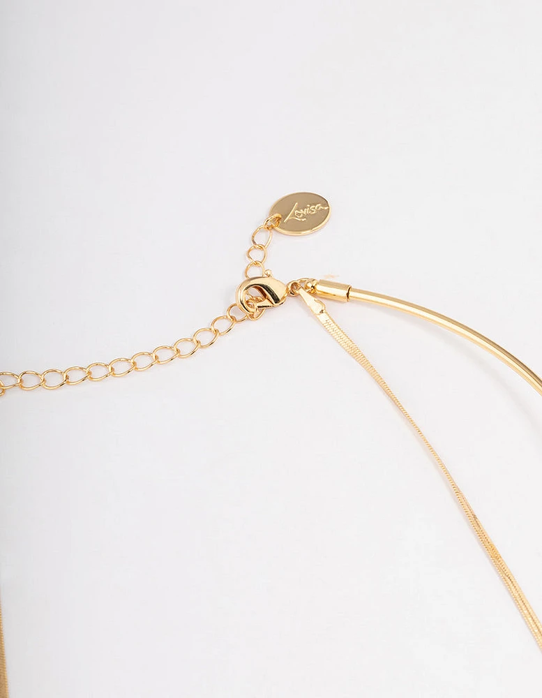 Gold Plated Snake & Collar Layered Necklace