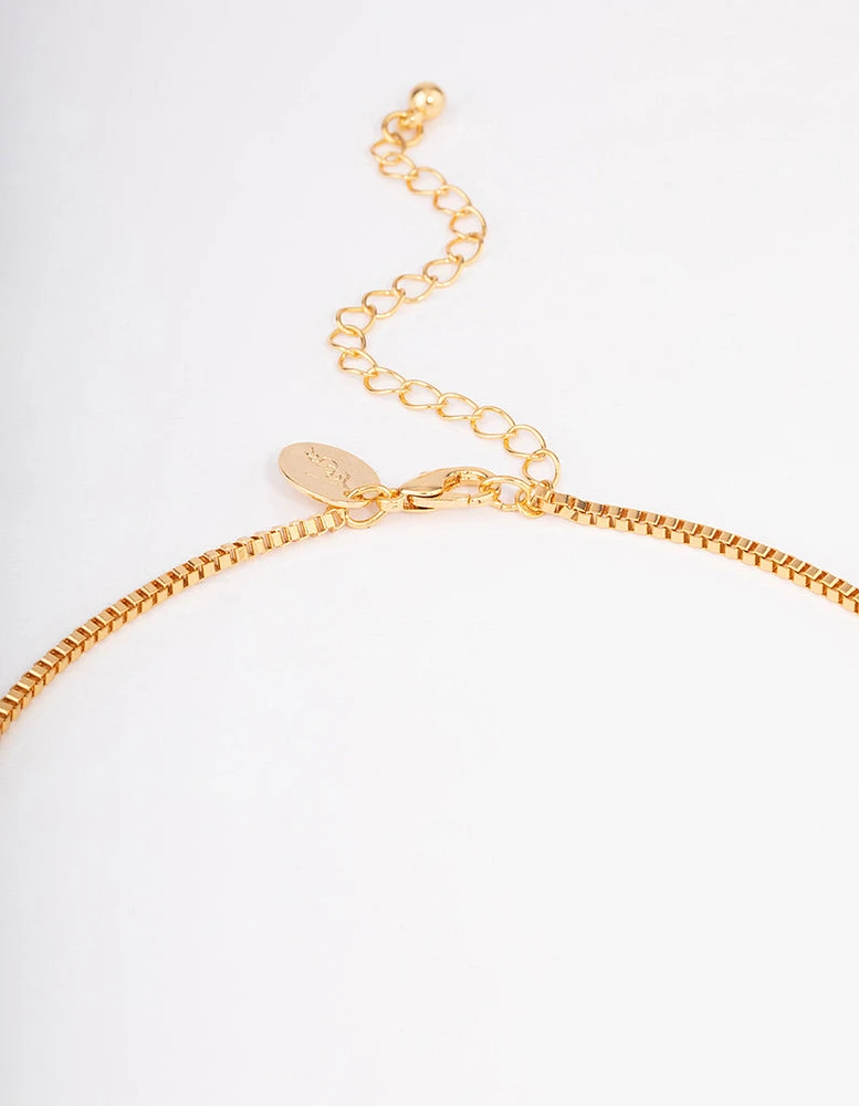 Gold Plated Long Large Puffy Heart Necklace