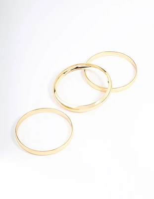 Gold Plated Classic Medium Smooth Bangle Pack