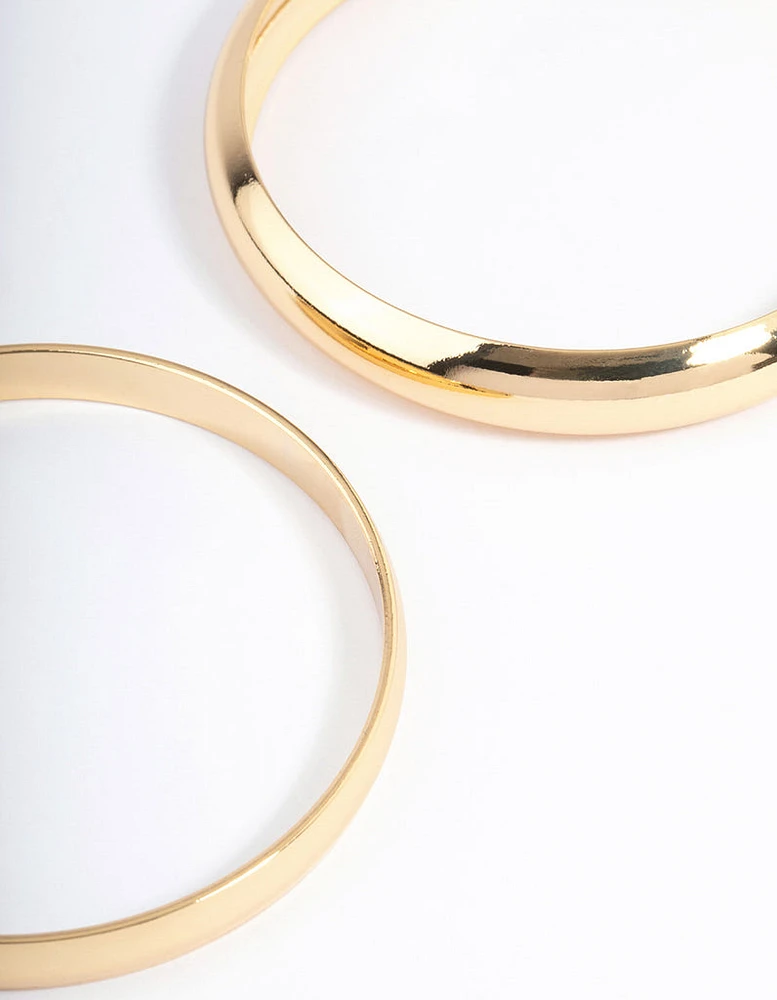 Gold Plated Classic Medium Smooth Bangle Pack