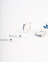 Silver Plated Cubic Zirconia Marquise Stud & Huggie Earrings Pack