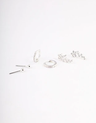 Silver Plated Cubic Zirconia Daisy Chain Earrings Pack