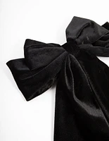 Black Fabric Velvet Drop Bow Clip