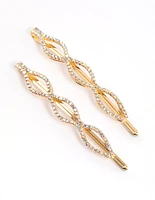 Gold Diamante Hair Clip Pack