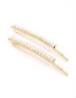 Gold Pearl & Diamante Hair Clip Pack