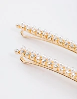 Gold Pearl & Diamante Hair Clip Pack