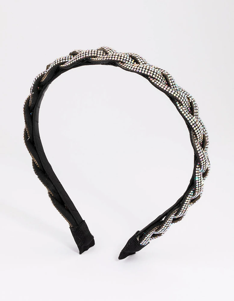 Fabric Braided & Diamante Headband