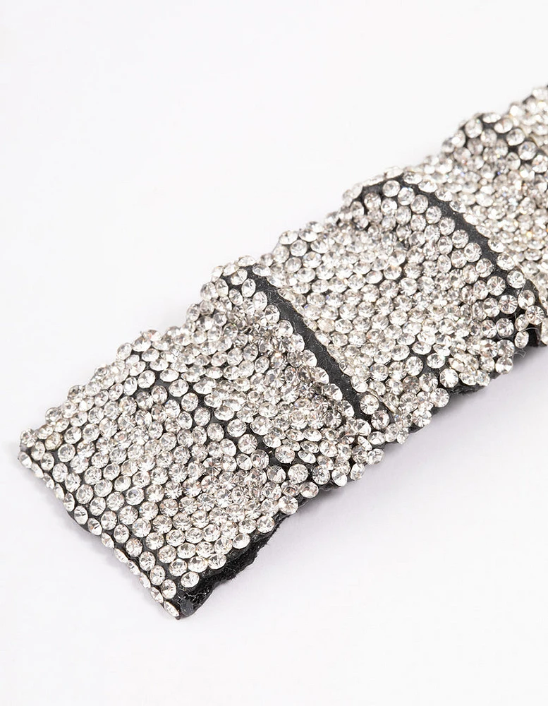 Fabric Diamante Barette Hair Clip