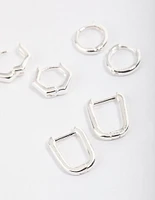 Silver Mini Shape Huggie Earrings Pack