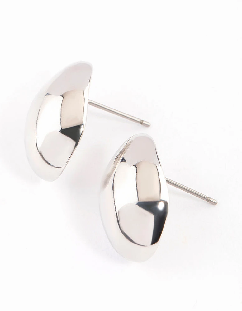 Rhodium Chunky Melted Stud Earrings