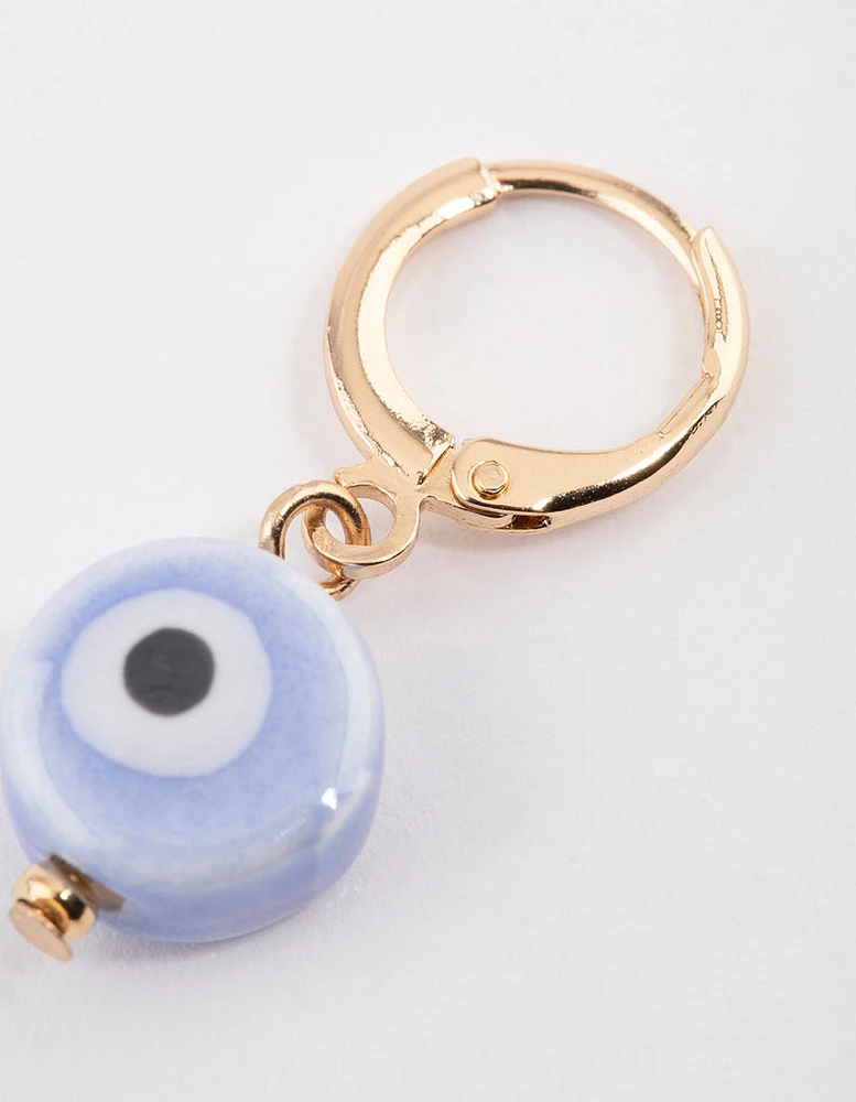 Gold Mini Evil Eye Huggie Earrings