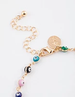 Gold Evil Eye Layered Chain Anklet