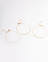 Gold Heart, Pearl & Star Anklet Pack