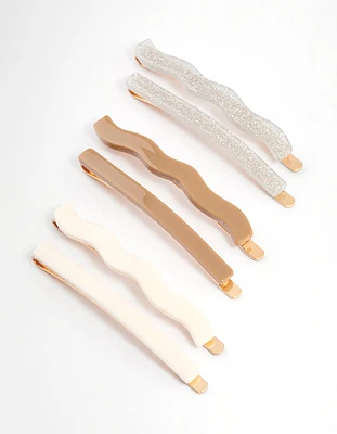 Gold Mixed Shape Hair Clips 6-Pack