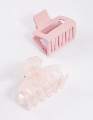 Pink Square Curved Hair Claw Pack