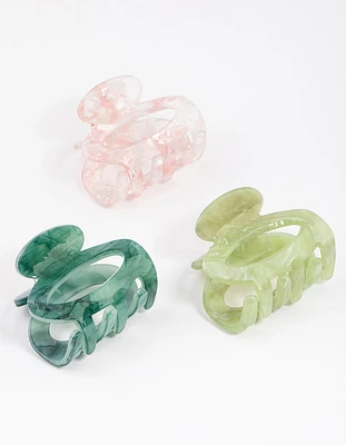 Green Acrylic Mini Oval Claw Clip Pack