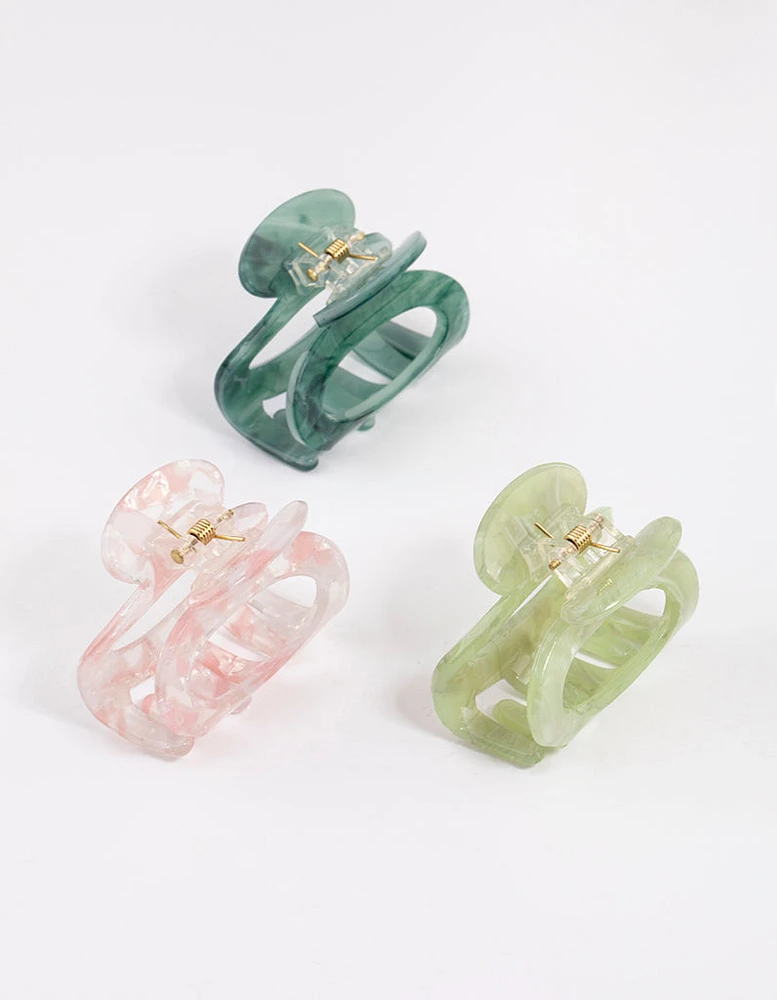 Green Acrylic Mini Oval Claw Clip Pack