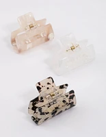 Acrylic Natural Mini Rectangle Claw Clip Pack