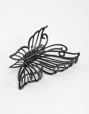 Coated Black Detail Butterfly Claw Clip