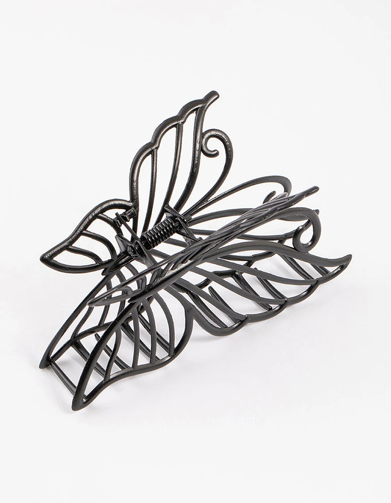 Coated Black Detail Butterfly Claw Clip