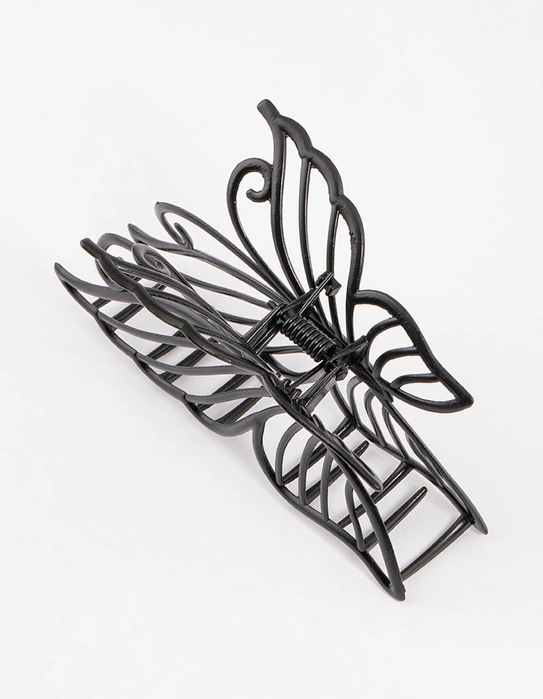 Coated Black Detail Butterfly Claw Clip