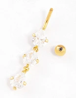 Gold Plated Titanium Cubic Zirconia Drop Belly Ring