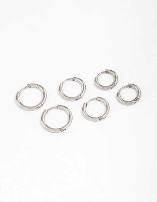 Surgical Steel Thin Classic Hoop Earrings Pack