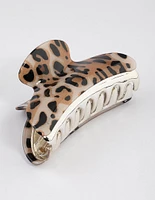 Acrylic Brown Leopard Print Arched Claw Clip