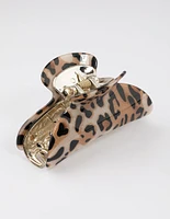 Acrylic Brown Leopard Print Arched Claw Clip