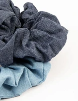 Fabric Blue Denim Hair Scrunchie Pack