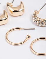 Gold Mini Mixed Hoop Earrings Pack