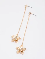 Gold Flower Chain Drop Earrings