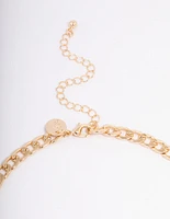 Gold Puffy Heart Short Necklace