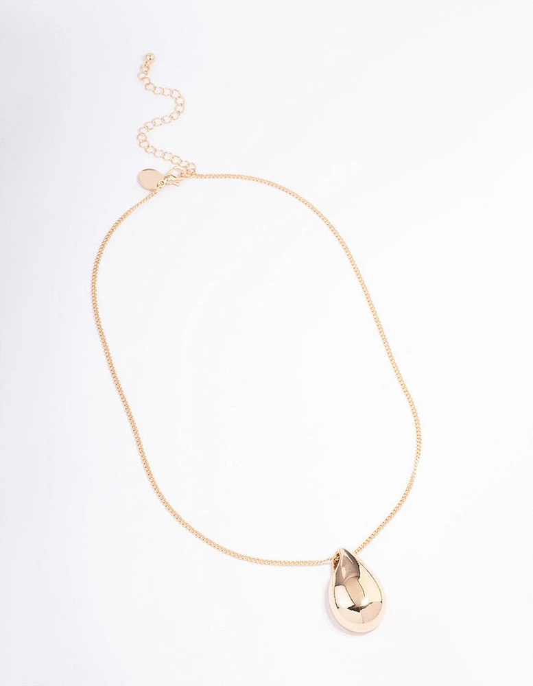 Gold Mini Pear Drop Pendant Necklace