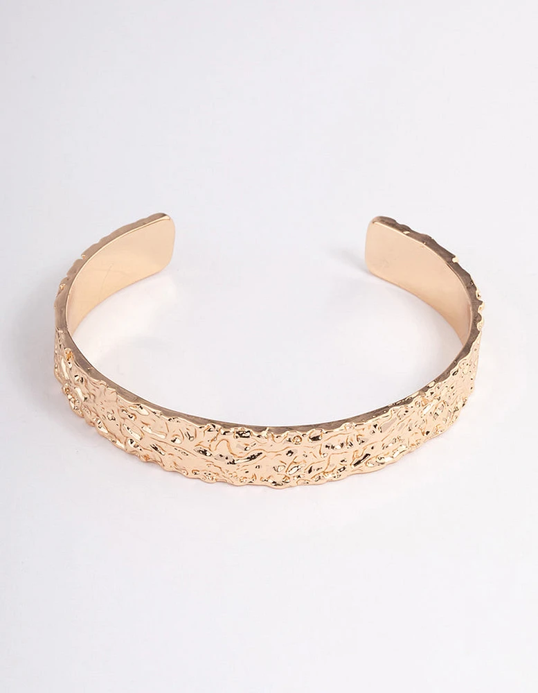 Gold Hammered Cuff Bangle